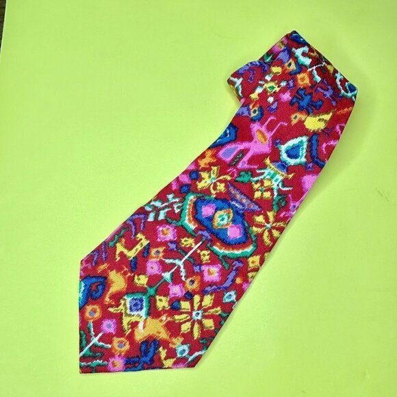 Groovy Vintage 70s Pop Art Mod Wide Hand Made Tie - Picture 1 of 5